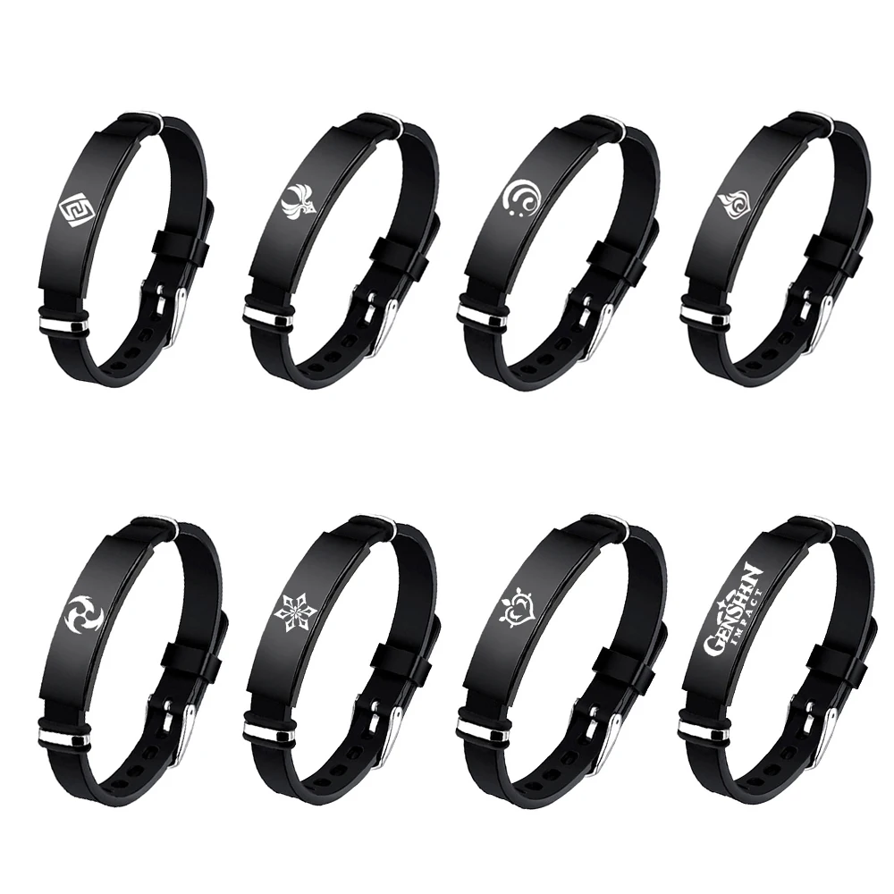 Stylish Trend Genshin Impact Bracelet Eye of God Vision Water Wind Thunder Fire Rock Ice Element Bangle Silicagel Gifts