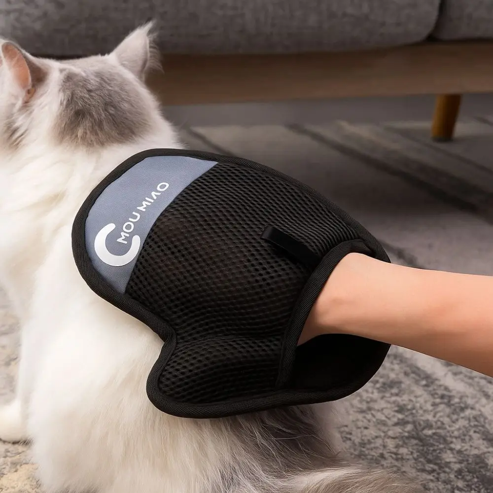 2 ชิ้น Anti - Static สัตว์เลี้ยงกําจัดขนถุงมือ Dedusting Breathable Pet Grooming ถุงมือตาข่ายขนแปรงกําจัดขนทําความสะอาดผม