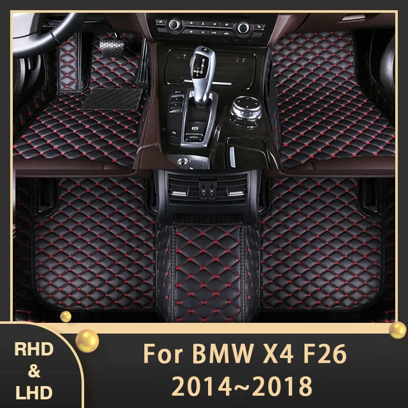 

Car Floor Mats For BMW X4 F26 MK1 2014~2018 Custom Auto Foot Pads Leather Carpet Interior Accessories 2015 2016 2017