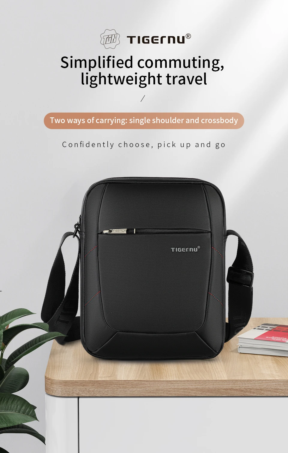 Tigernu Marke Umhängetasche Männer Tasche Männer Schulter Tasche Spritzwassergeschützt Nylon Mini iPad Messenger Schulter Gurt Tasche Für Männer Business Taschen – Detail 1