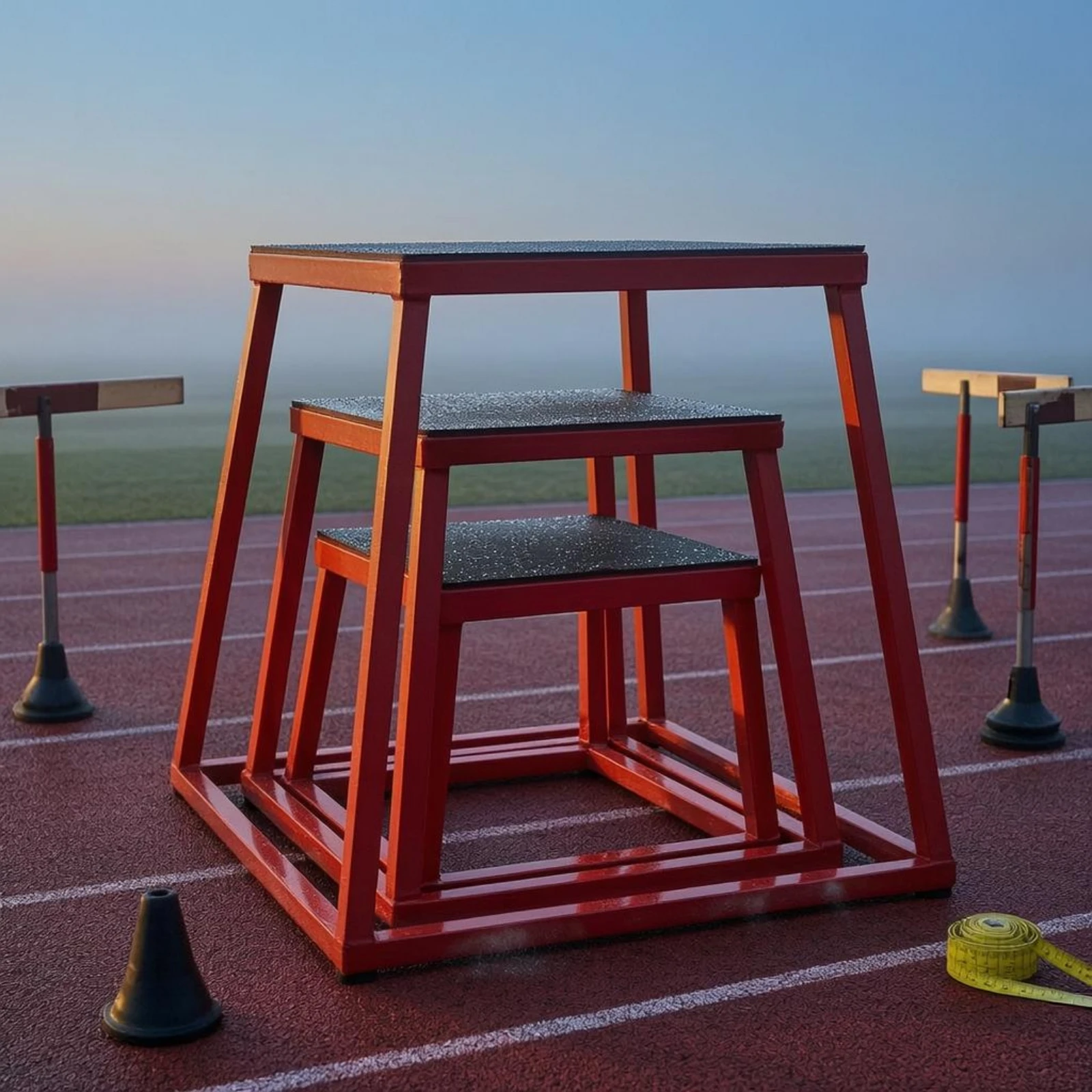 3 Pieces Stackable Jump Stool Nested Jumping Stool Set Plyometric Jump Box Set Textured Top Fitness Gear Metal Frame