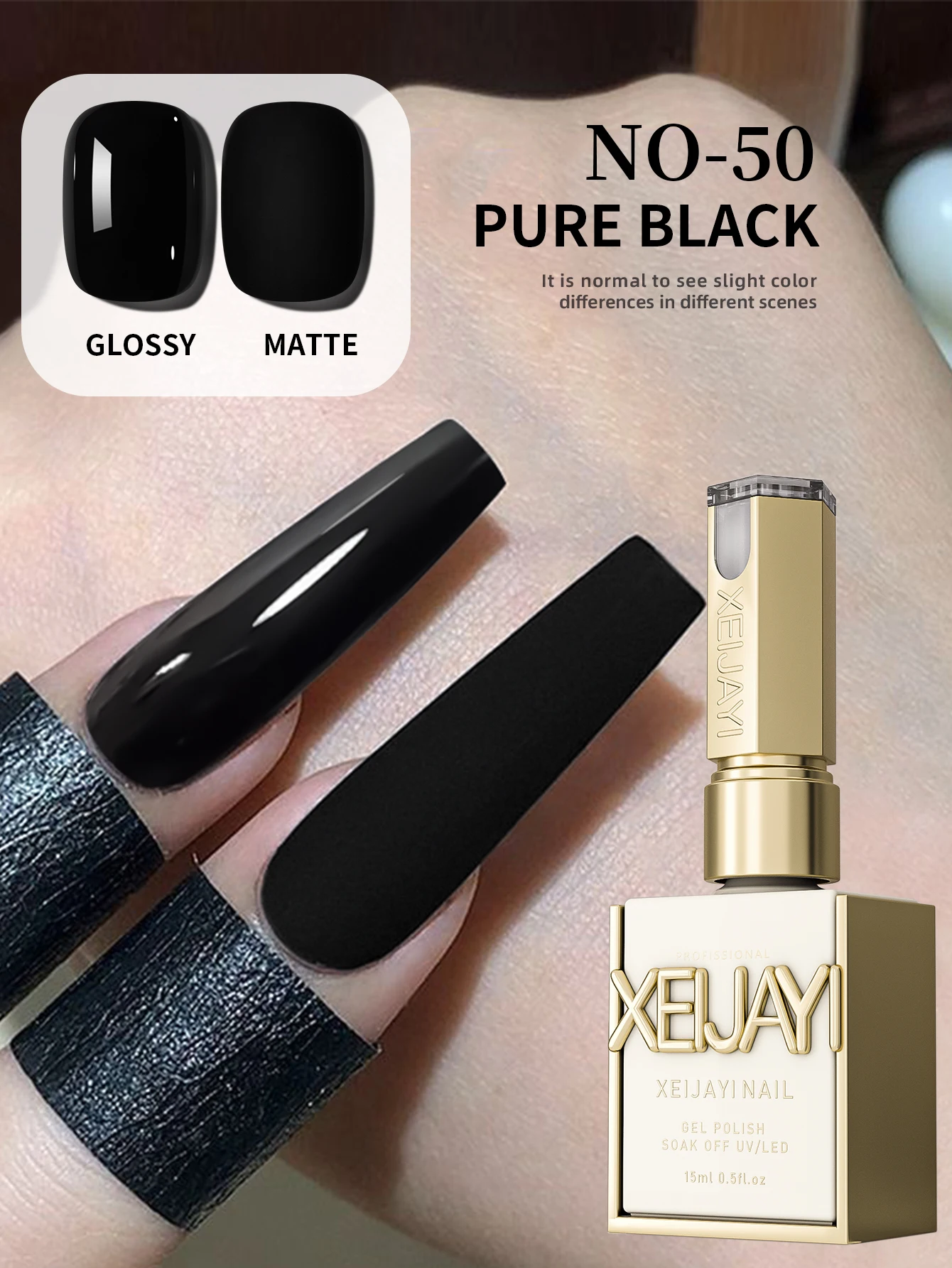 15ml Black UV/LED Nail Polish, Unscented, High Gloss, Fragrance Free. For French Manicure, Salon & DIY