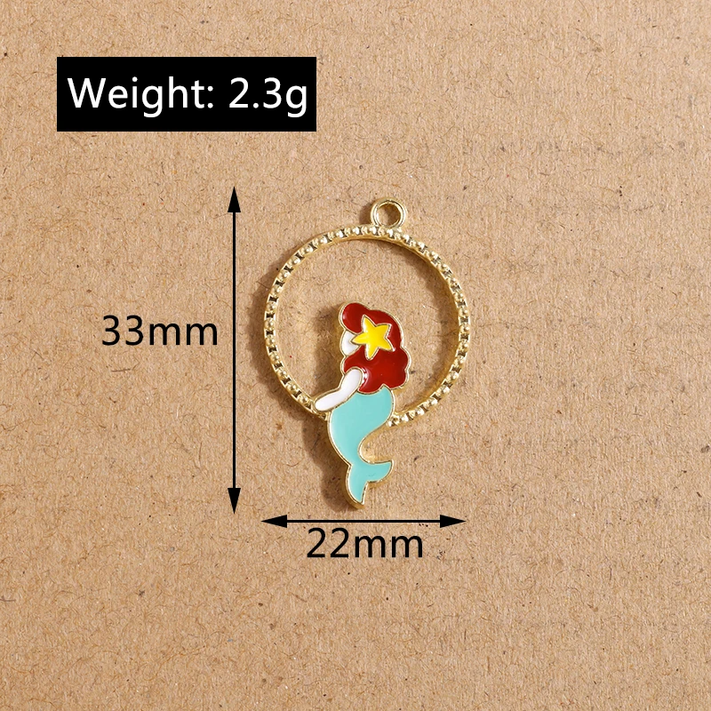 10 Stück niedliche Meerjungfrauen-Anhänger mit Meereslebewesen-Motiv für die Herstellung von Ohrringen, Halsketten, handgefertigten Armbändern, DIY-Schmuckzubehör – Detail 10