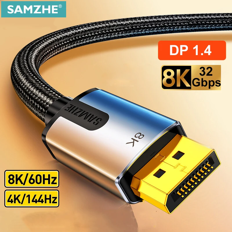 

SAMZHE DisplayPort 1.4 Cable 8K 4K 60Hz HDR 165Hz Display Port Adapter For Video PC Laptop TV DP 1.4 1.2 Port Cable