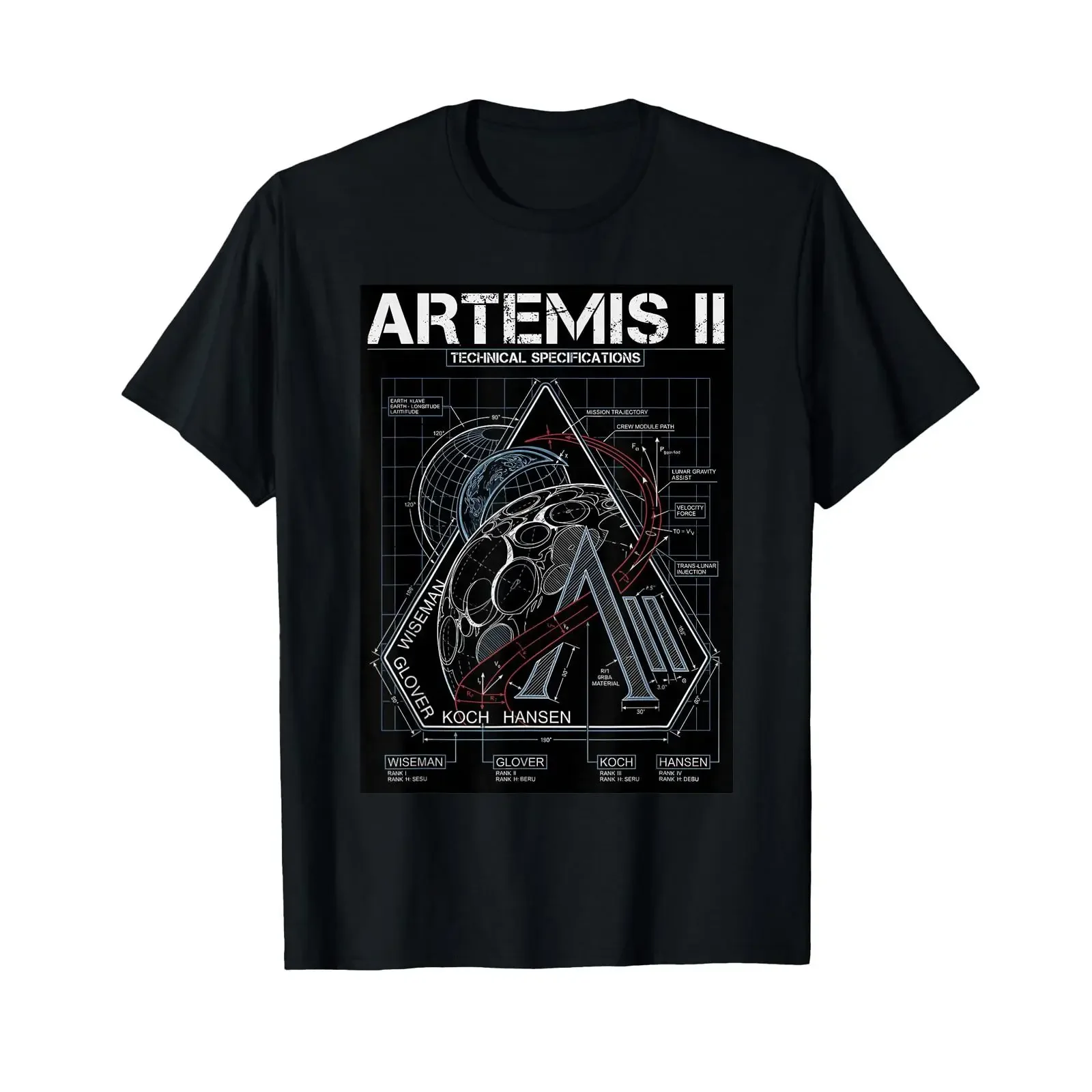 Artemis II Technical Specifications Moon Mission Blueprint T Shirt for Space Fans vintage Washed streetwear Soft homme
