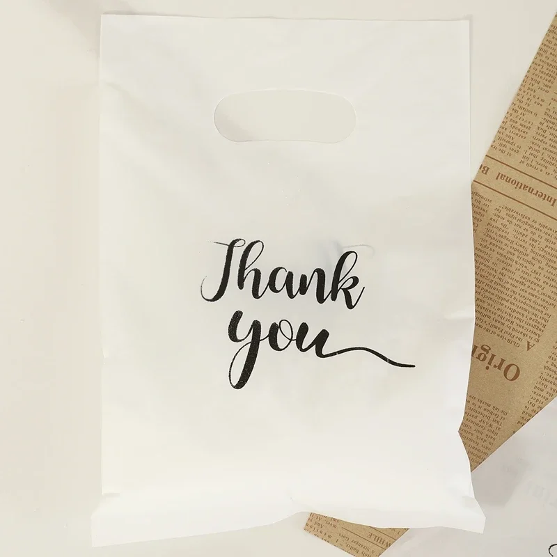 100 Stück Dankeschön-Geschenktüten aus Kunststoff, Einkaufstasche, Einkaufstasche, 20 x 30 cm, Geschenktüten, Geburtstag, Hochzeit, Party, Gastgeschenke, Süßigkeiten, Kekse, Verpackung – Detail 10