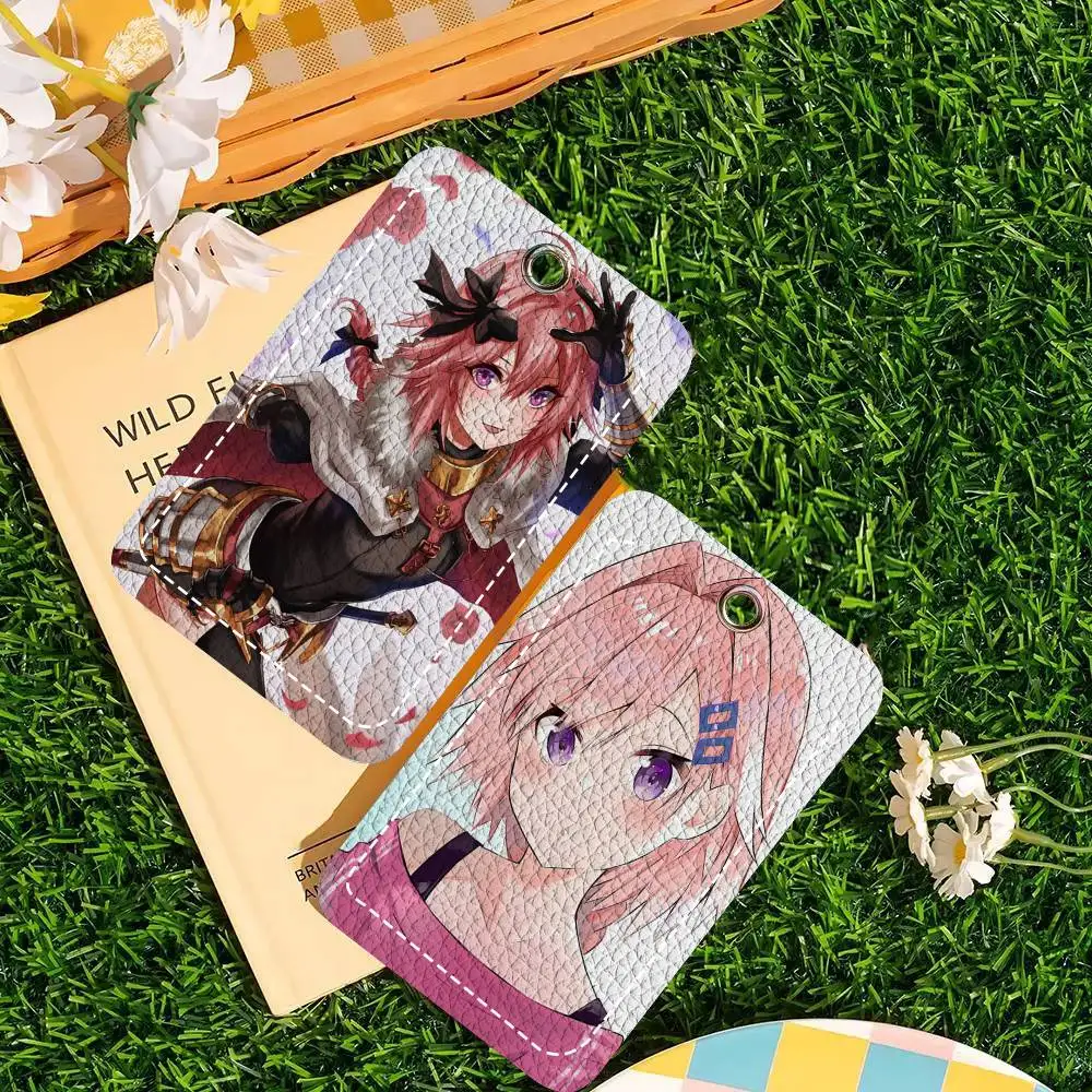 Astolfo Animated Game Fate Grand Order Card Wallet With Keychain PU Leather Printed Pattern Card Holder