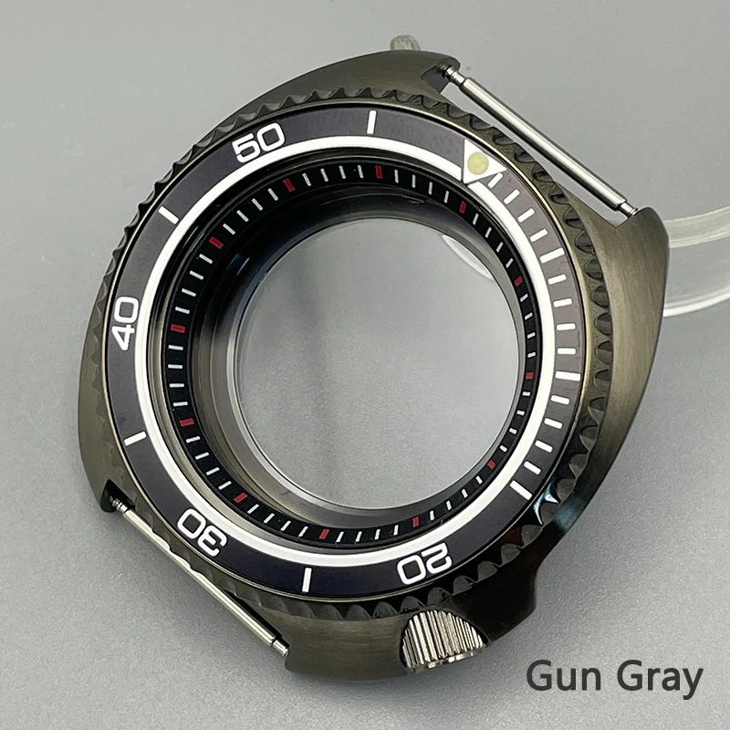 44mm-ガンメタルグレー-ステンレス-ダイバーズウォッチケース-6105-6309-タートルアバローンケース-サファイアガラス-nh35-nh36-7s26-4rムーブメント対応-285mmダイアル