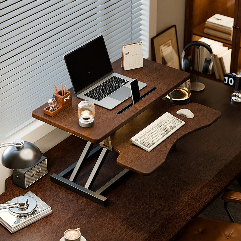 Mesa elevadora de madera maciza, mesa de pie.