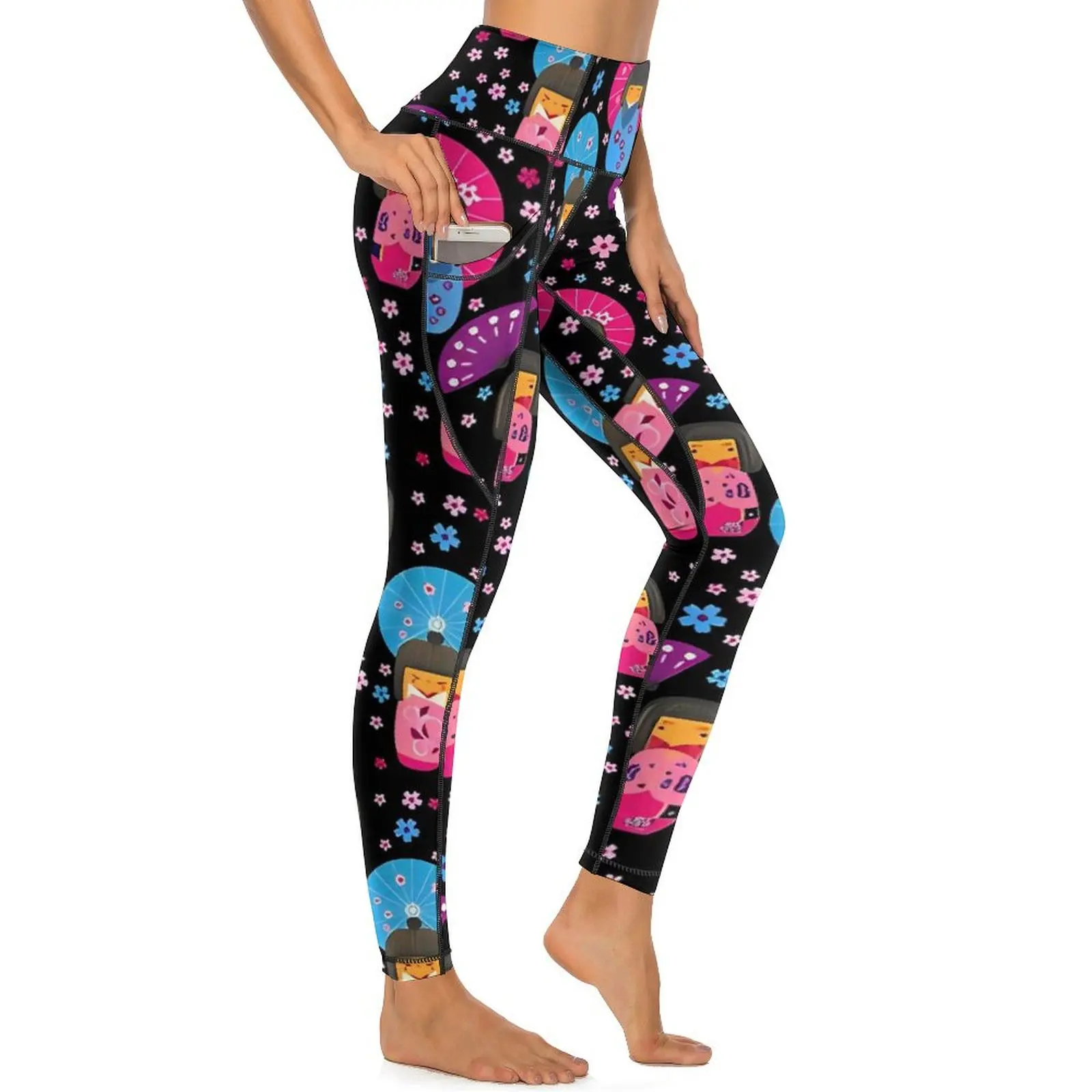 Leggings de Poupées Japonaises, Motif Warrieshi, Pantalon de Yoga, Push-Up, Décontracté, Extensible, Collants de dehors Personnalisés, Cadeau