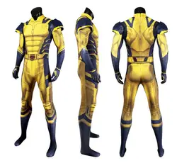 Wolverine Cosplay Costume James Howlett Jumpsuit Shoulder Armor Set 3D Printing Zentai Bodysuit Superhero Halloween Man Outfit