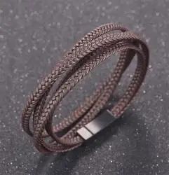 Punk Men's Bracelet Thin Multilayer Leather Bracelet Vintage Cuff Bracelet Classic Multilayer Wristband Men Women Jewelry Gifts