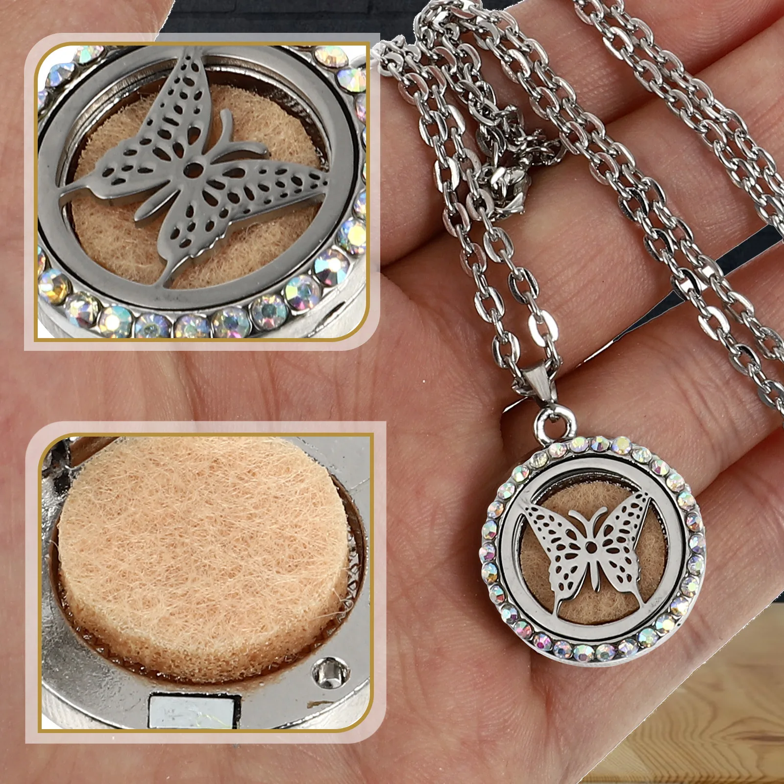 

1Pcs Essential Oil Diffuser Necklace Aromatherapy Locket Pendant Perfume Choker Chain for Women Fashion Jewelry