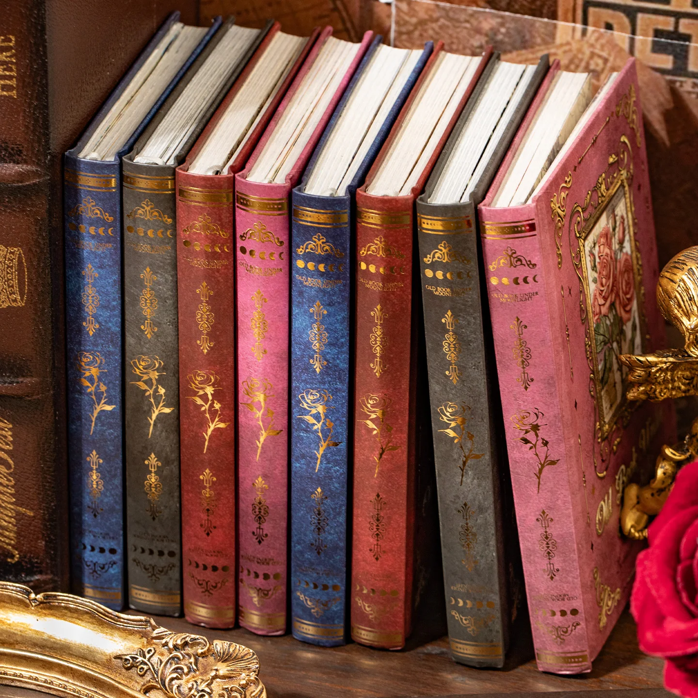 Mr.Paper 192 Pages Gold Foil Writeable Vintage Notebook DIY Base Paper for Journal Photo Frame Scrapbook Collage