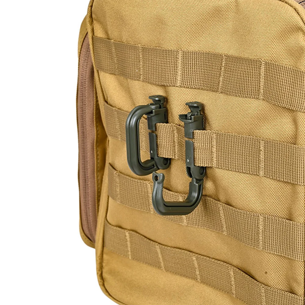Tactifans 2 pcs D Locking Ring Buckle Grimloc MOLLE Carabiner Plastic Clip Snap Type Tactical Vest Bag Connection Point Fastener
