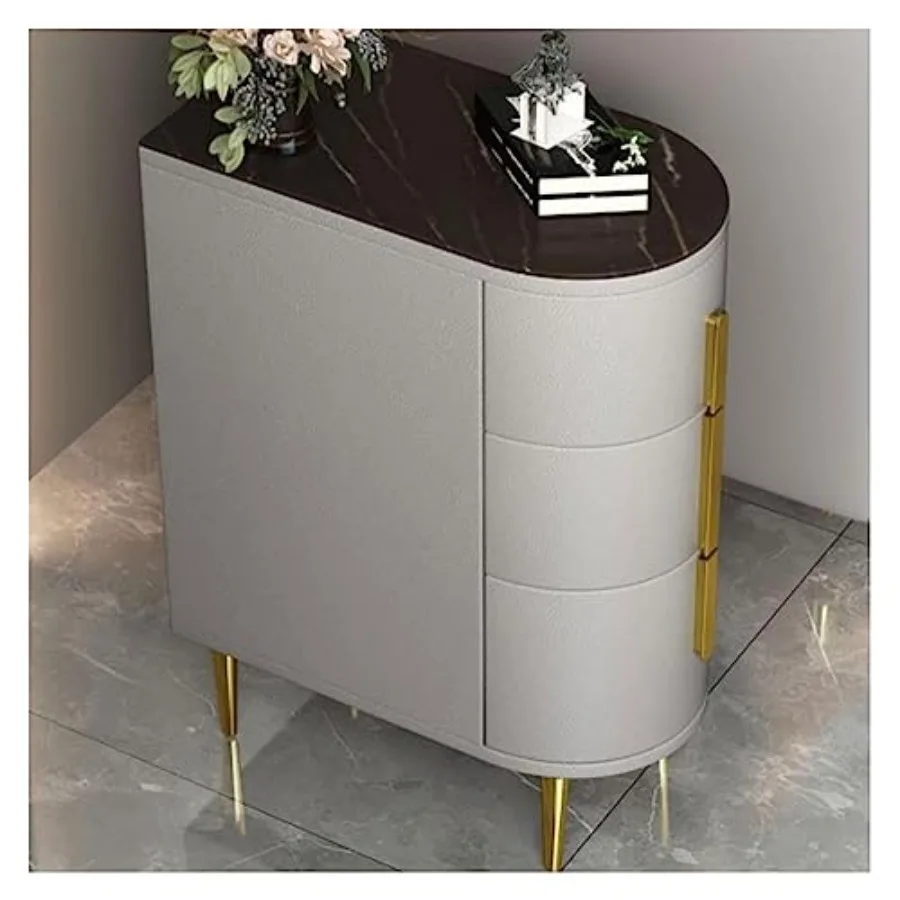 

Sofa Narrow End Table with Drawer, Solid Wood Side Table 3-Tier Table Slim Nightstand Small Sofa End Table for Small Space, for