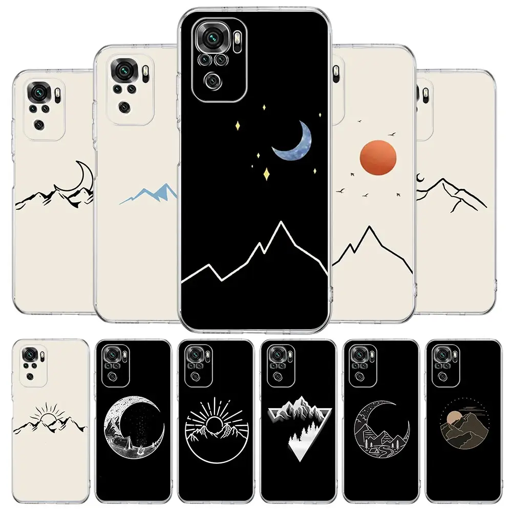 

Line Mountain Scenery Sun Moon Case For Xiaomi Redmi Note 15 14 13 12 4G 10 11 Pro Plus 5G 14C 13C 12C 10C 9A Cover