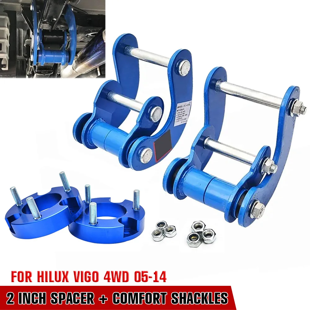 For Toyota Hilux VIGO 2005-2014 Front Strut Absorber Spacers & Rear Comfort G-Shackle Lift Kit 2\