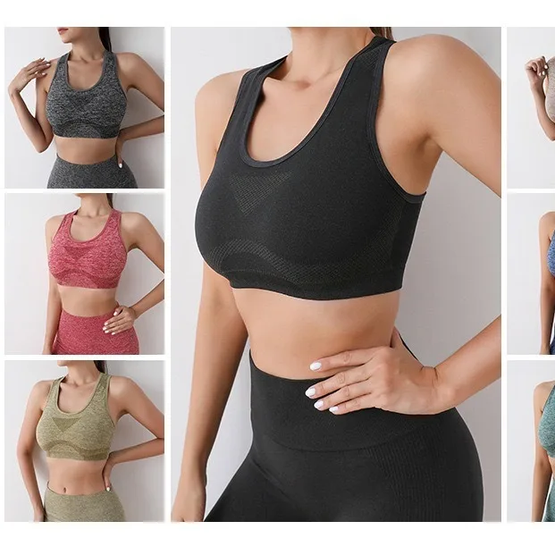 

Yoga Vest Women Moisture Wicking Quick Dry Sports Bra with Padded High Support Seamless Workout Top