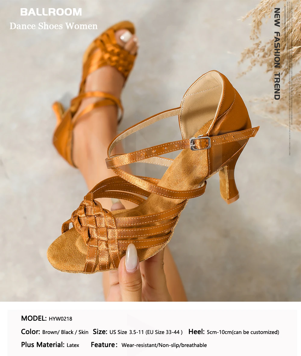 CINMIDY Satin-Tanzschuhe für Damen, Latein-Tanzschuhe, Tango-Salsa-Ballsaal-Tanzschuhe, Weichsohlen-Sandalen, Indoor-Party-Schuhe – Detail 1