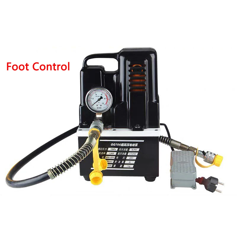 QQ700 Small Electric Hydraulic Pump Station Ultra-High Pressure Oil Pump Pressure Gauge Hand/Foot Control Electric Pump
