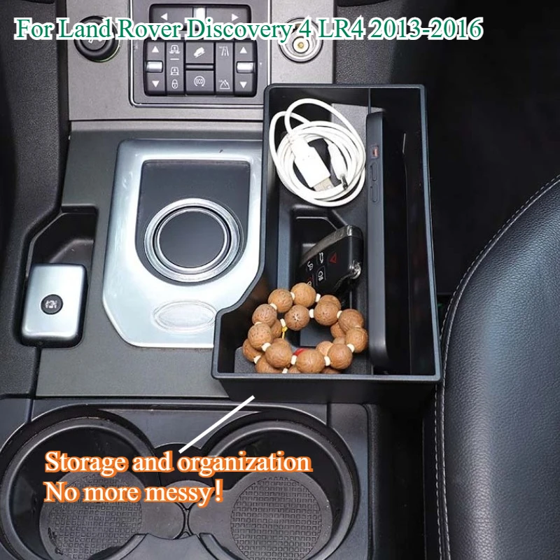 

ABS Car Central Control Storage Box Water Cup Holder Organizer Interior For Land Rover Discovery 4 LR4 2013-2016 Car Accessories