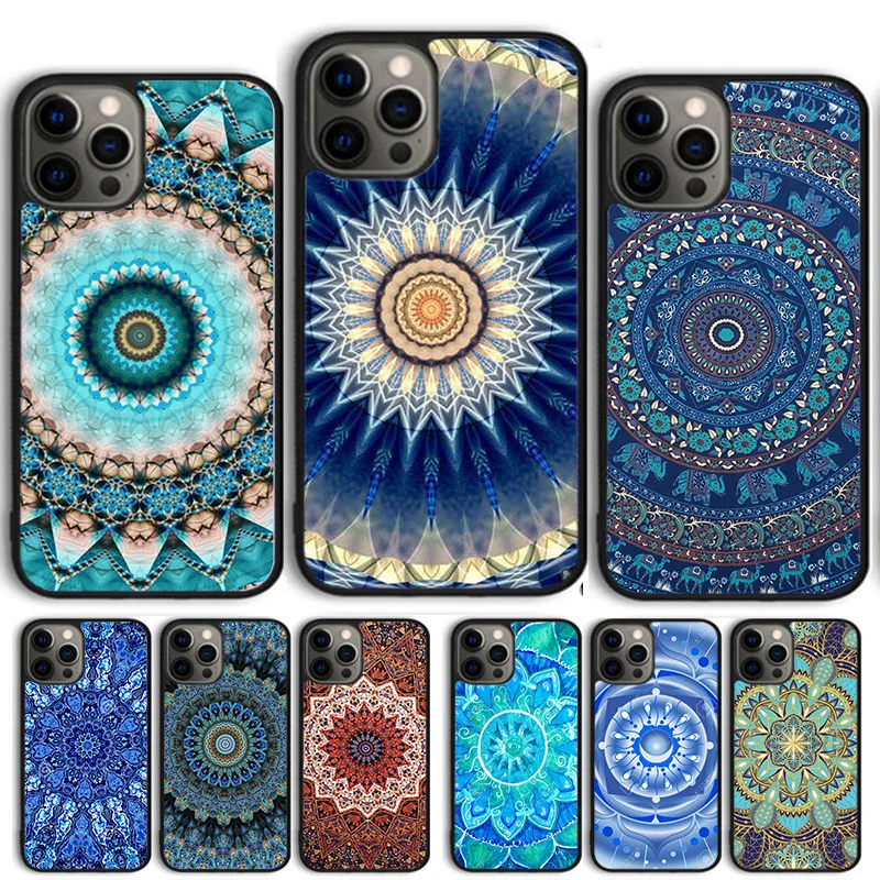 Mandala Flower Back Phone Case Cover For iPhone 15 16 14 13 12 Pro Max mini 11 Pro Max XS X XR Plus Coque Shell