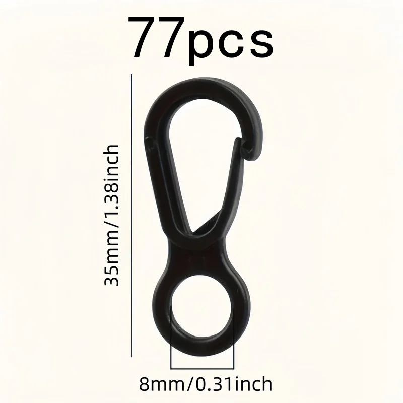 Quick Release Snap Hooks 77 pcs, Durable, for Camping, Keychains, Backpacks and Daily Organization, Easy to Install