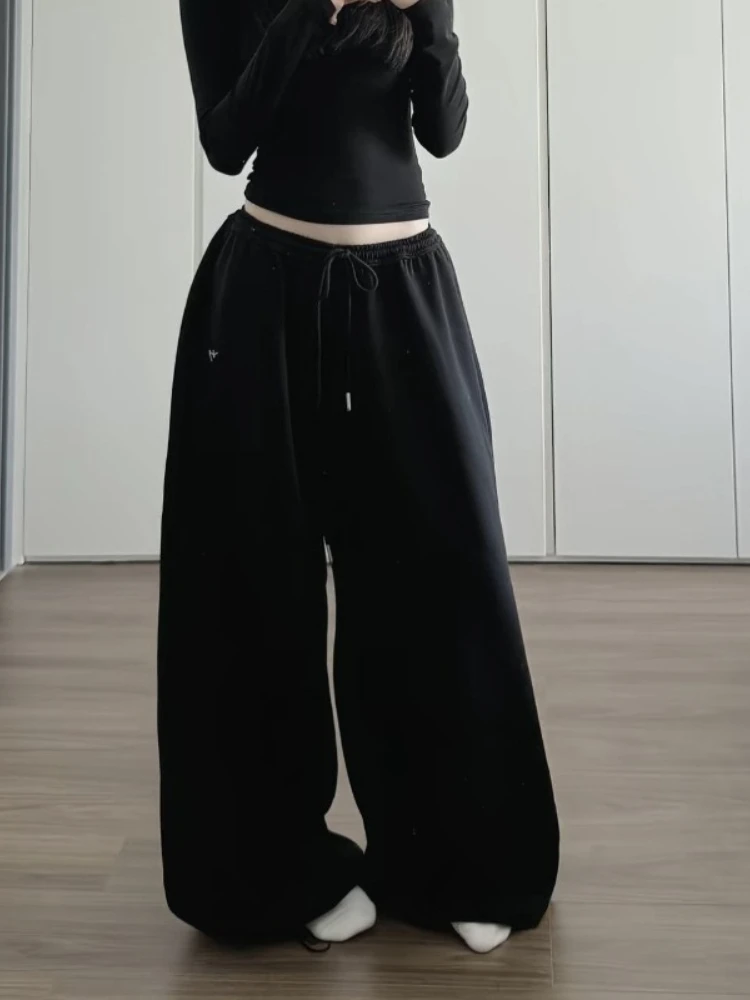 HOUZHOU White Casual Baggy Pants Women Korean Style Oversized Harajuku Trousers Vintage Female Black Wide Leg Pants Joggers