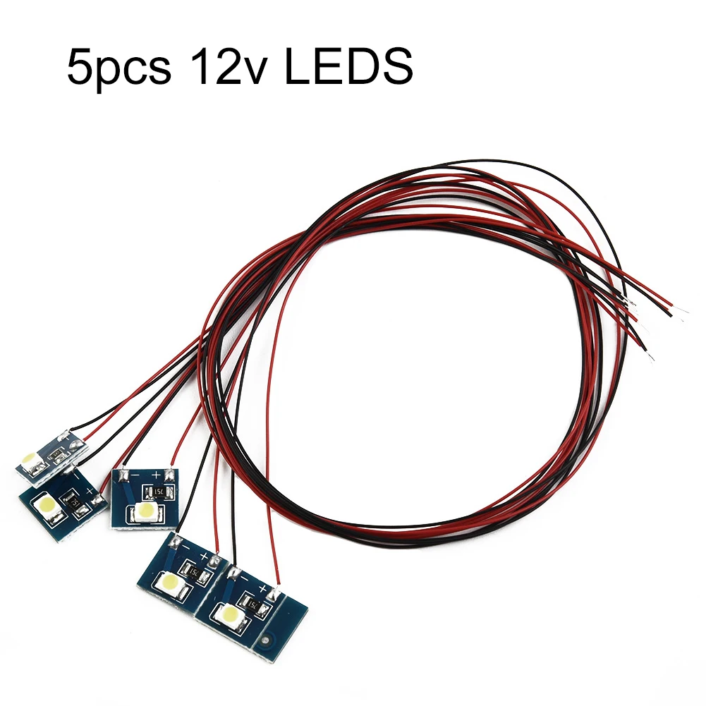 5pcs Model Train  Pre-soldered Micro= Litz Wired 12v LEDs  For Model Railway Building Interior Lighting For OO HO Garden Decor