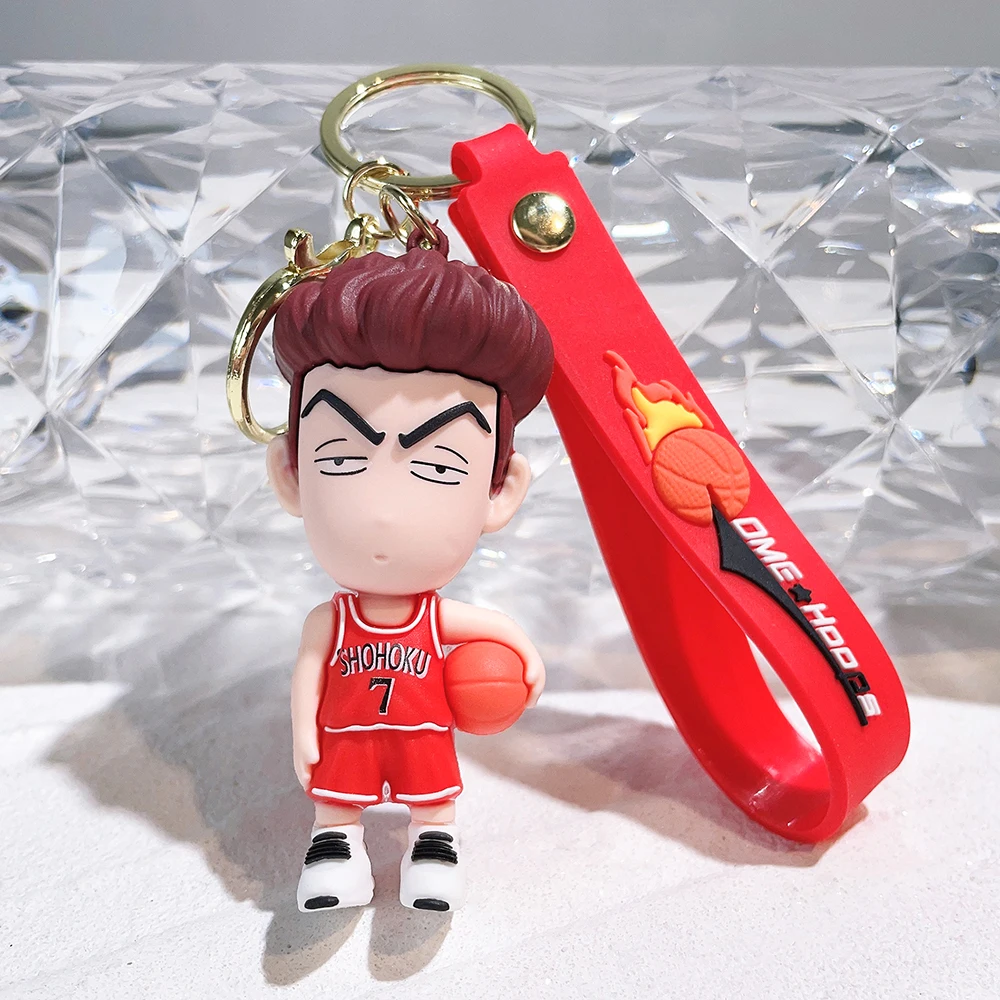 Slam Dunk Keychain Anime Figure Kaede Rukawa Sakuragi Hanamichi Pvc Model Doll Pendant Keyrings Accessories Kids Birthday Gifts