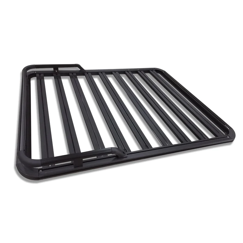 Black Aluminum Alloy Roof Rack Platform with Corner Brackets, Easy Installation, 100kg+ Load Capacity, Optional Side Railings