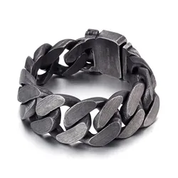 25mm Vintage Chunky Heavy Punk Bracelet Male Stainless Steel Brushed Link Chain Bracelet Matte Wide Hand Wrist Chain Jewelry