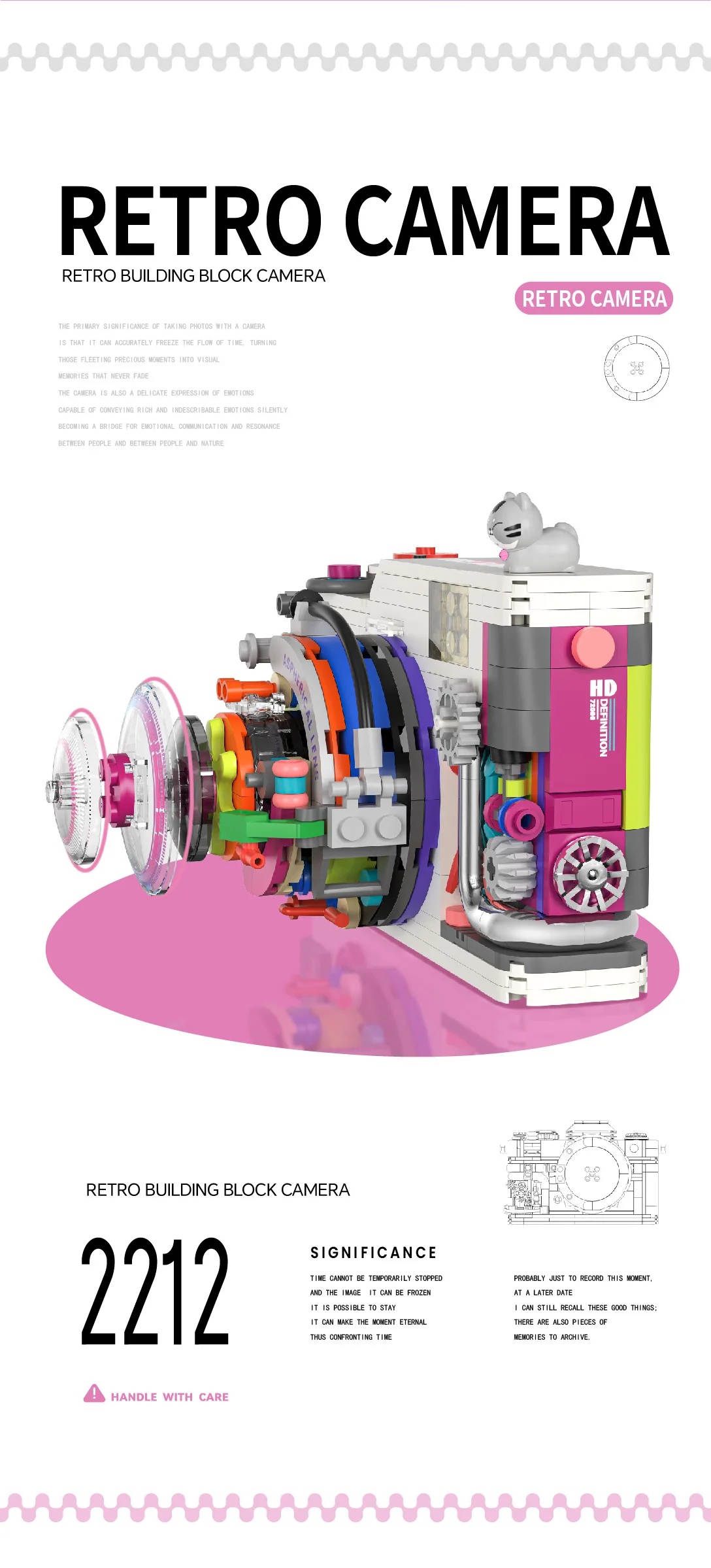 Mainan Blok Bangunan Rakitan Partikel Mini untuk Anak-anak Mainan Edukasi Kreatif Hadiah Ulang Tahun Anak Perempuan Kamera Retro