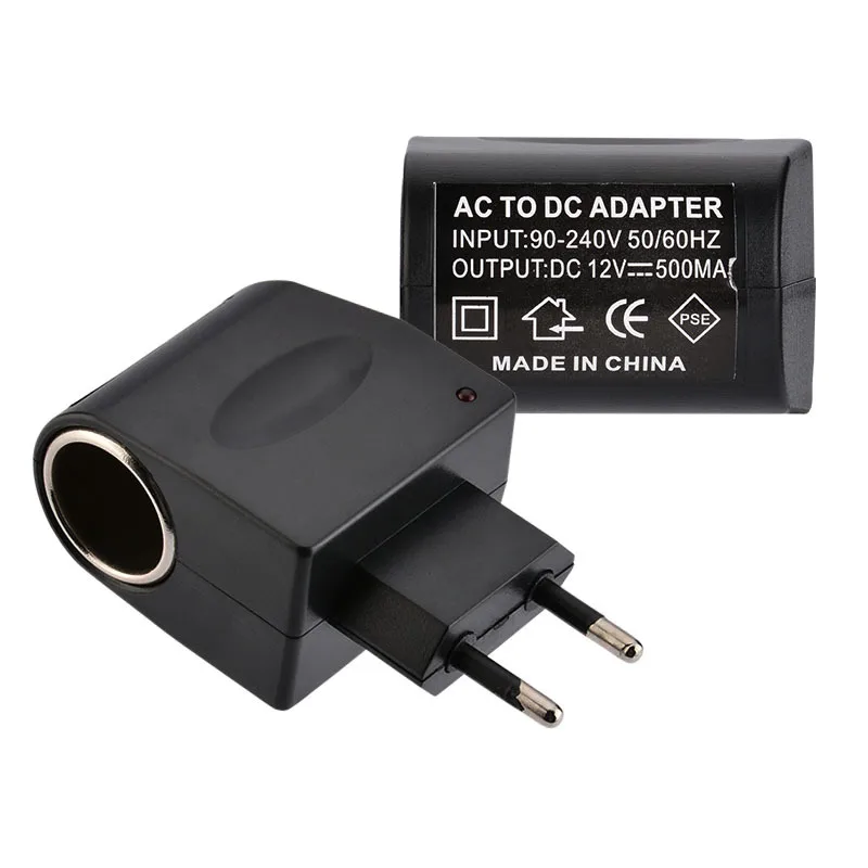 EU Plug AC Adapter With Car Socket Auto Charger Converter 220V AC To 12V DC Use For Car Electronic Devices Home Plug Car Adapter