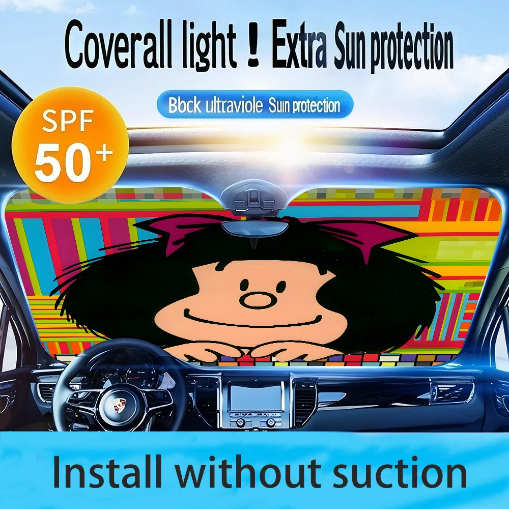 M-Mafalda Girl Car Solar Protection Heated Windshield Sunshade Car Cover Sun Shade Auto Sun Visor Car-covers
