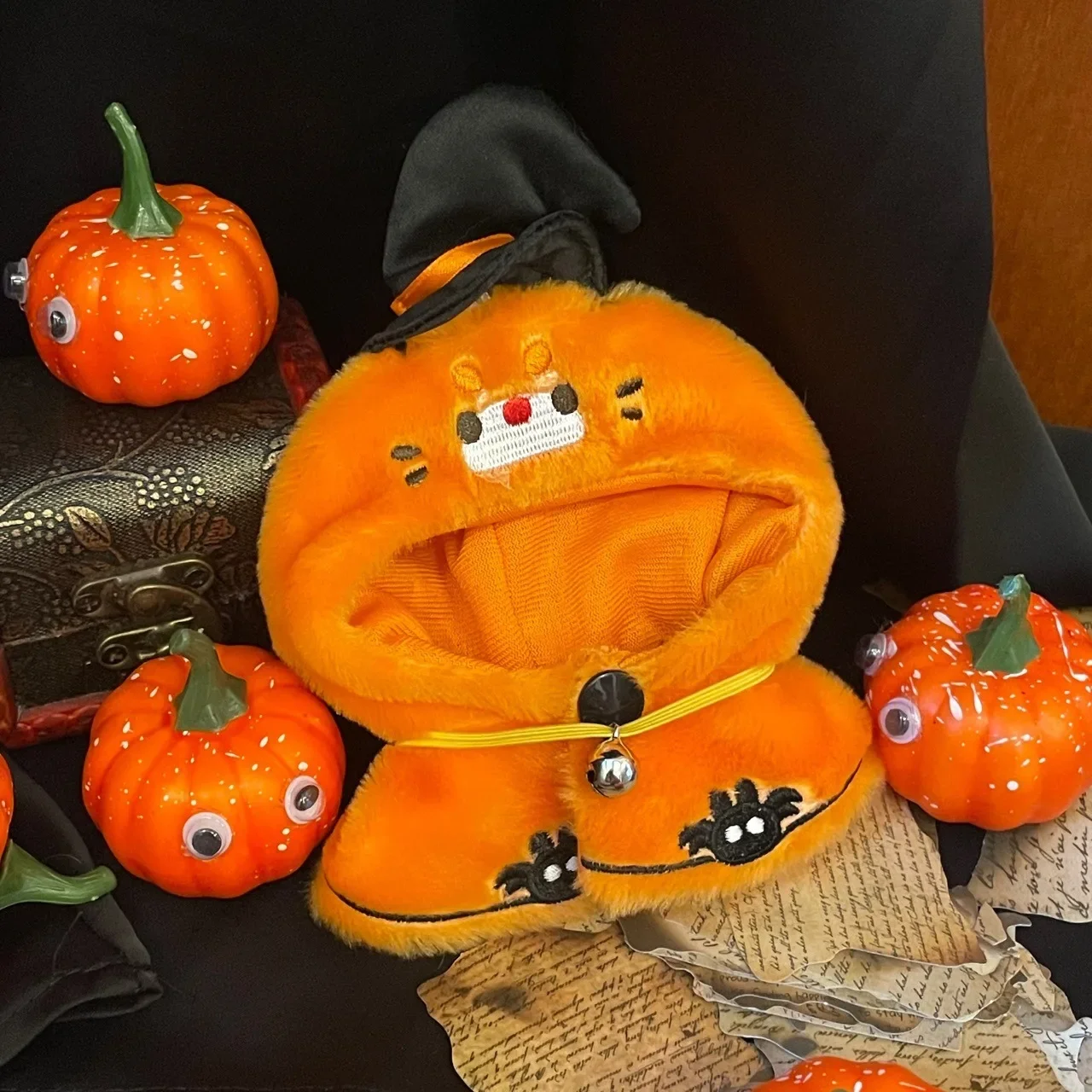 Labubu I II Dolls Cool Clothes Halloween Pumpkin Accessories With Hat Korea Kpop Exo Clothing Plush Doll'S Clothes DIY Gifts