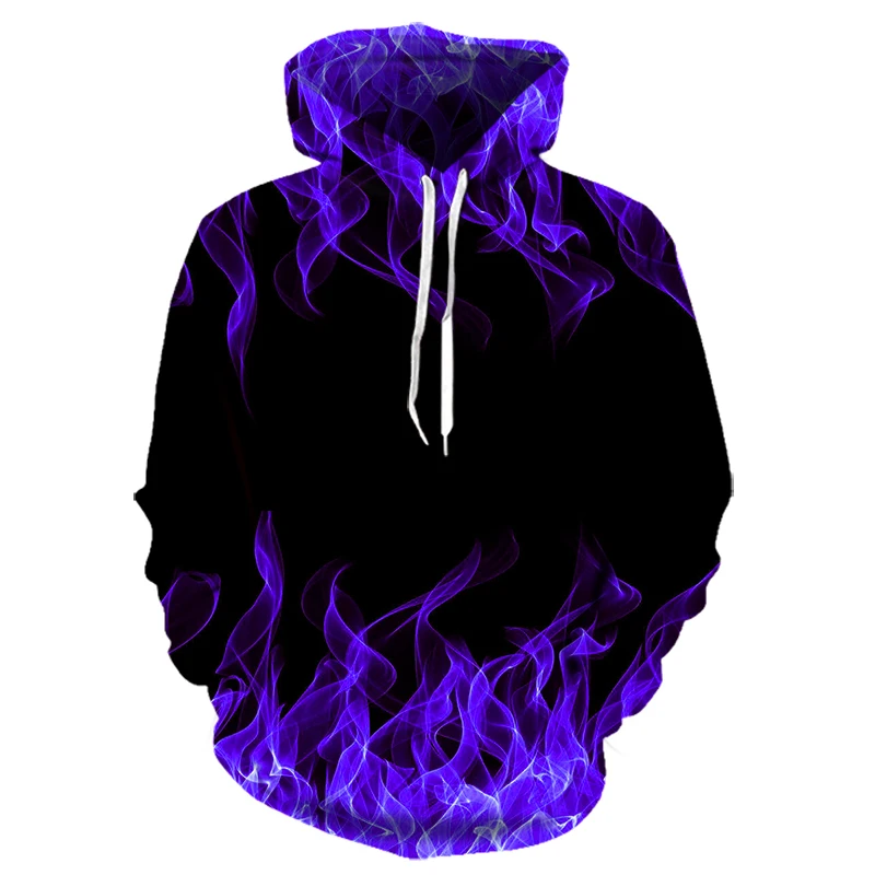 Nowa kolorowa fioletowa bluza z kapturem z płomieniem 3D bluza męska/kobiety z kapturem jesienno-zimowy zabawny płaszcz odzież męska kurtka bluzy — zdjęcie 5