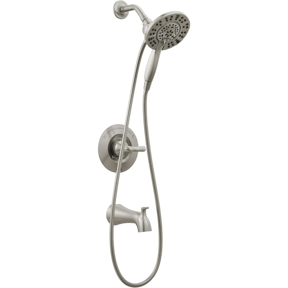 

Delta Arvo 14 Series Brushed Nickel Bathtub Shower Faucet with In2ition Dual Shower Head and Handheld Spray Combo