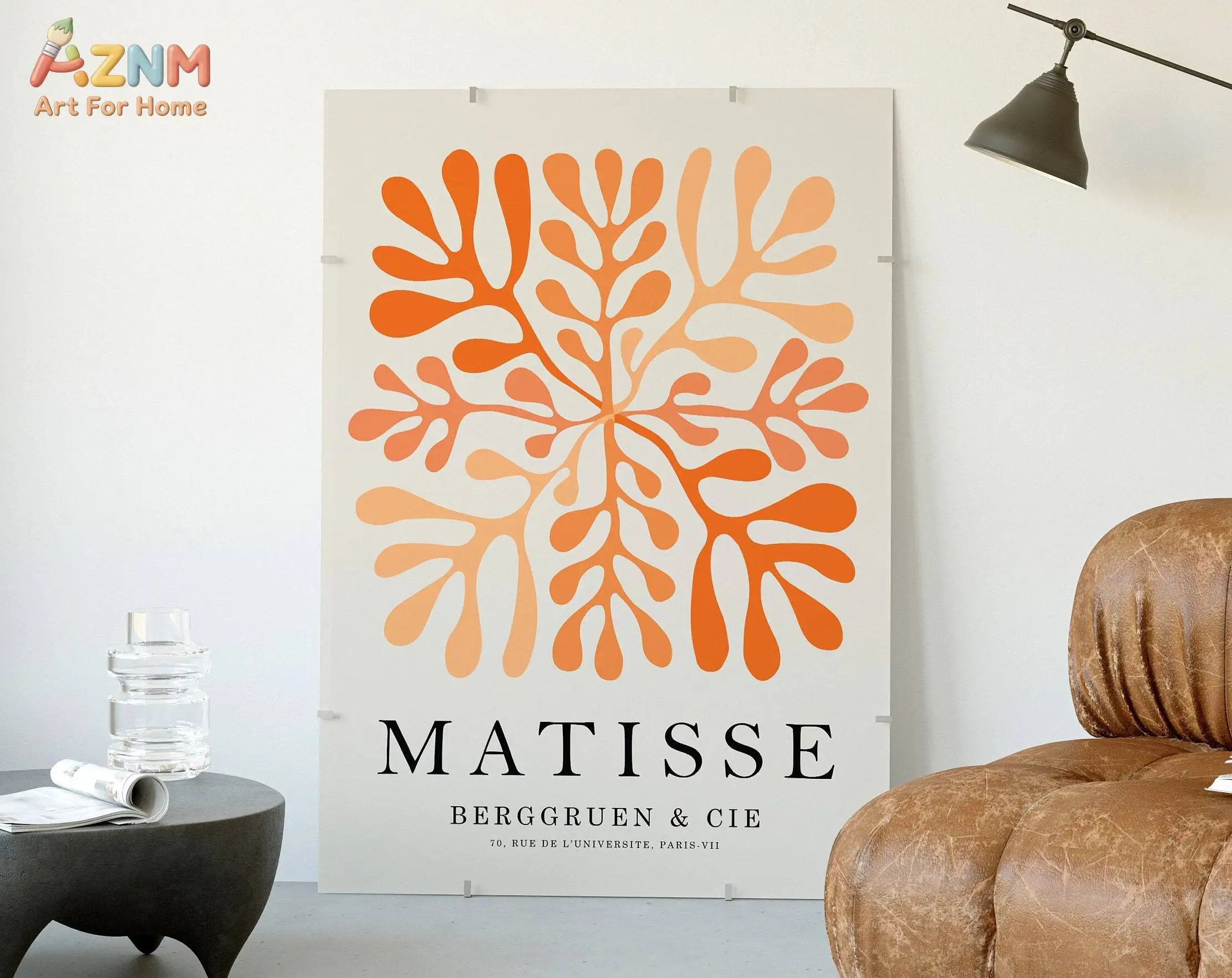 AZNM Matisse Abstract Leaf Canvas Print Colorful Cut Out Floral Vintage Exhibition Poster Boho Aesthetic Living Room Gallery Wal