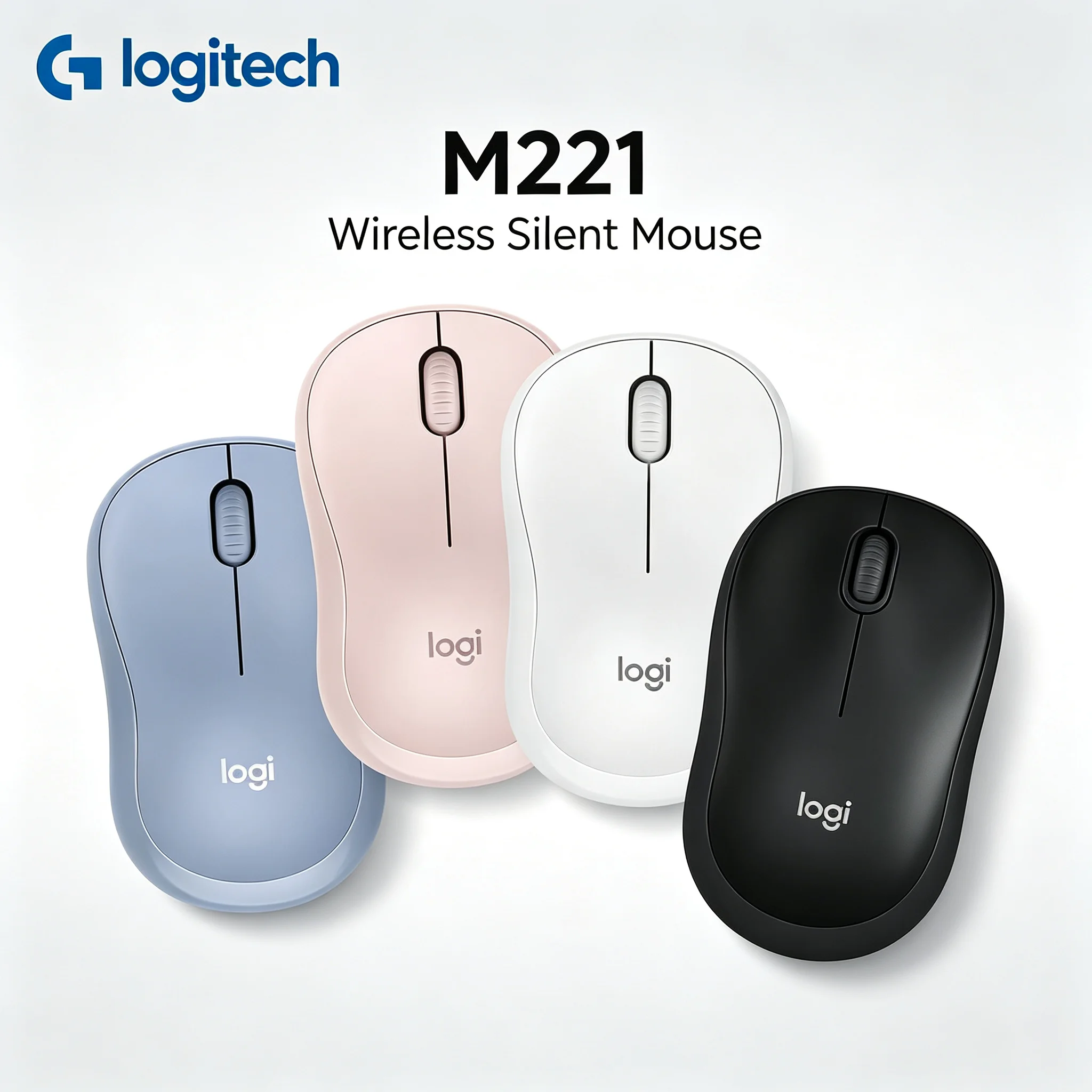 Logitech M221 Wireless Silent Mouse 2.4G USB Receiver Optical Tracking Ergonomic Mice For PC Laptop Office Home Use