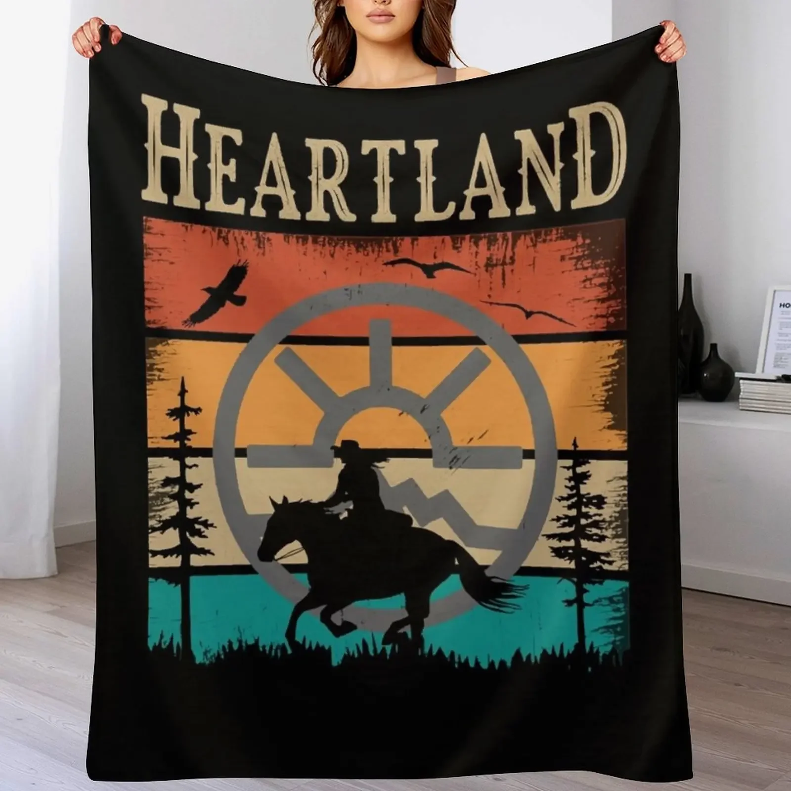 

Nice Keepsake Heartland Heartland Ranch Sunset Heartland Gifts For Everyone Throw Blanket Plush warm for winter Blankets