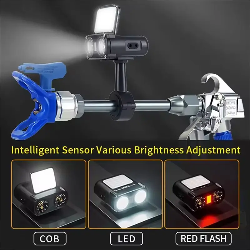A02F-For Airless Spray Gun For Paint Sprayer LED Auxiliary Light With Intelligent Sensor 12/16/18/22Mm Rod For Airless Spray
