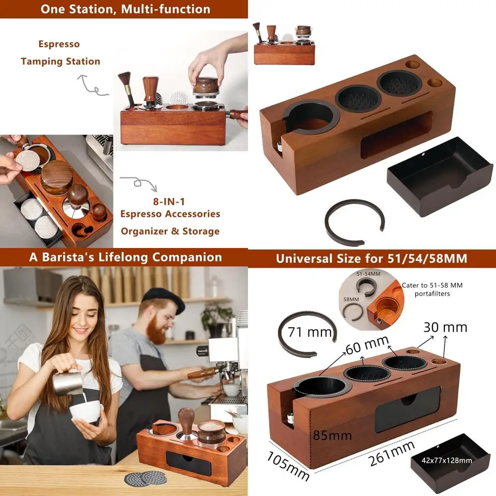 

8-in-1 Coffee Organizer: Storage for 51/53/54/58mm Tamper, Distributor, Portafilter, and Accessories