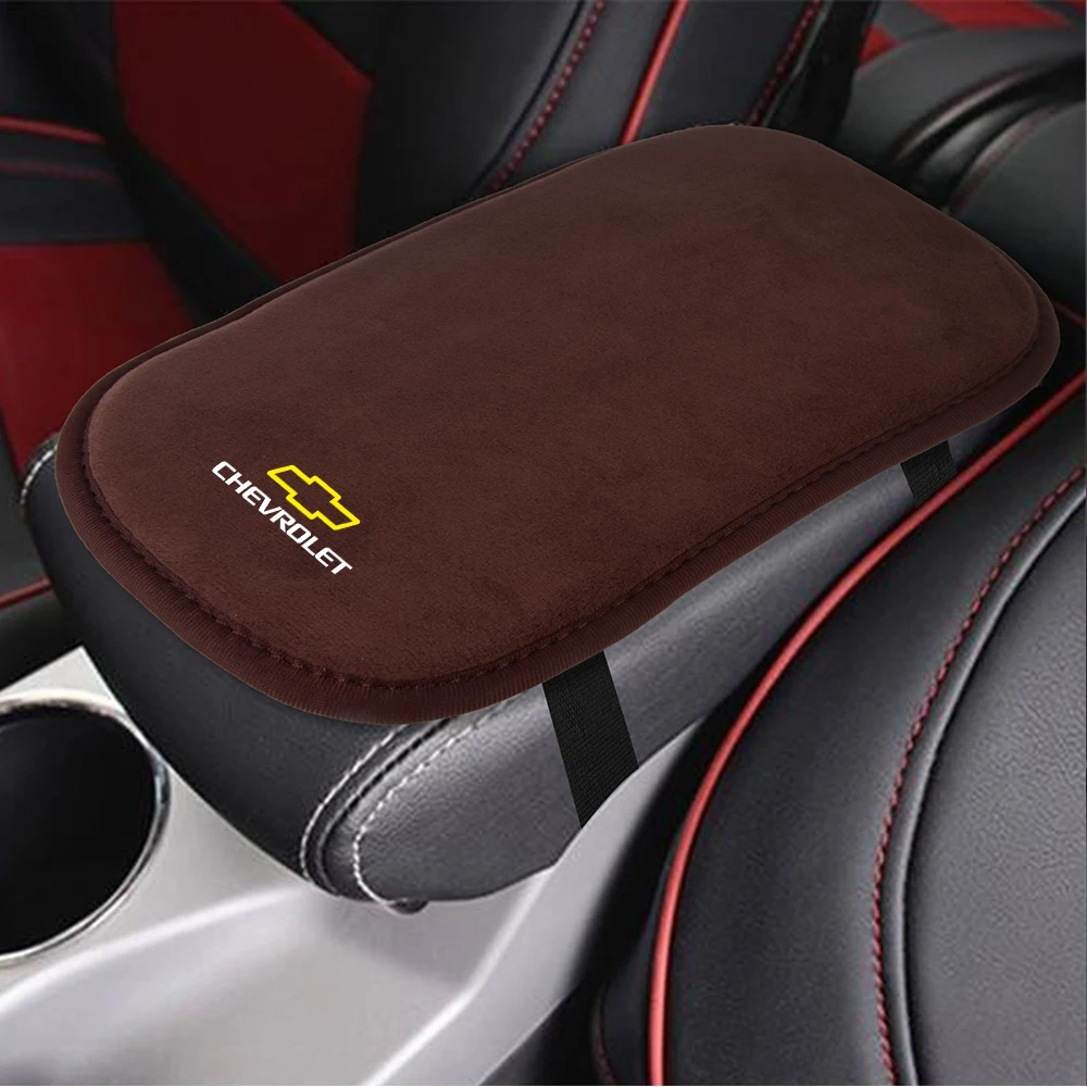 Car Interior Fur Leather Pad Armrest Mat Center Console Arm Rest Protection Cushion  For Chevrolet SS Z71 Captiva Colorado Cruze