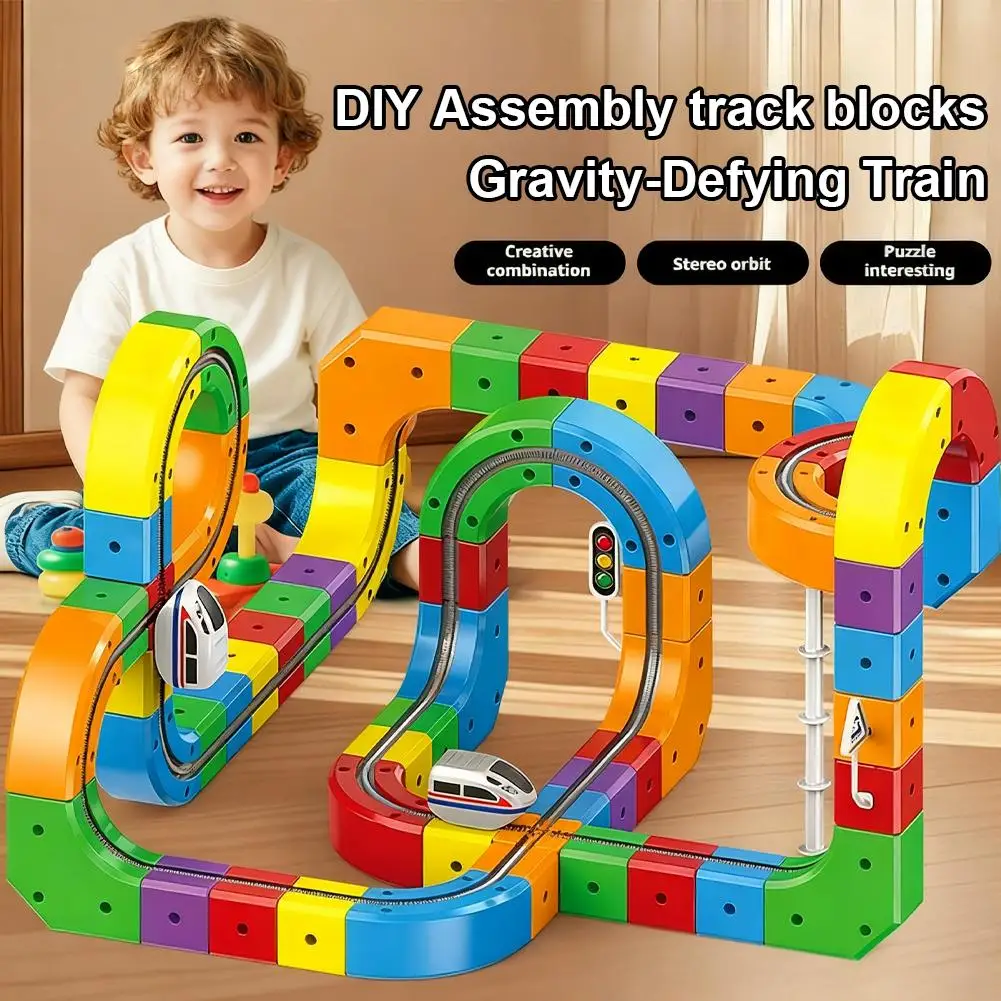 Children's Puzzle Electromagnetic Suction Cup High-speed Railway Track Cube Boy DIY Magnetic Assembly Toy Christmas Gift