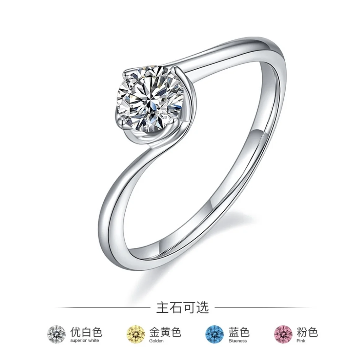 

Женское кольцо S925 из стерлингового серебра с покрытием из белого золота, кольца с муассанитом 0,5 карата