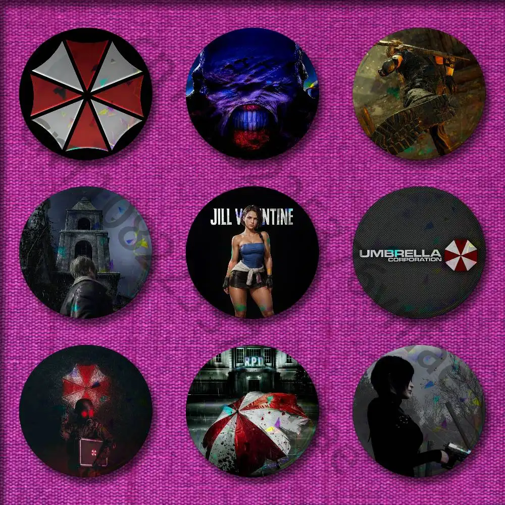 

R-Resident E-Evil Leon Kennedy Badges Badge 32mm 25mm 44mm 75mm 58mm Round Pin Brooch Souvenir Cosplay Gift Decorations