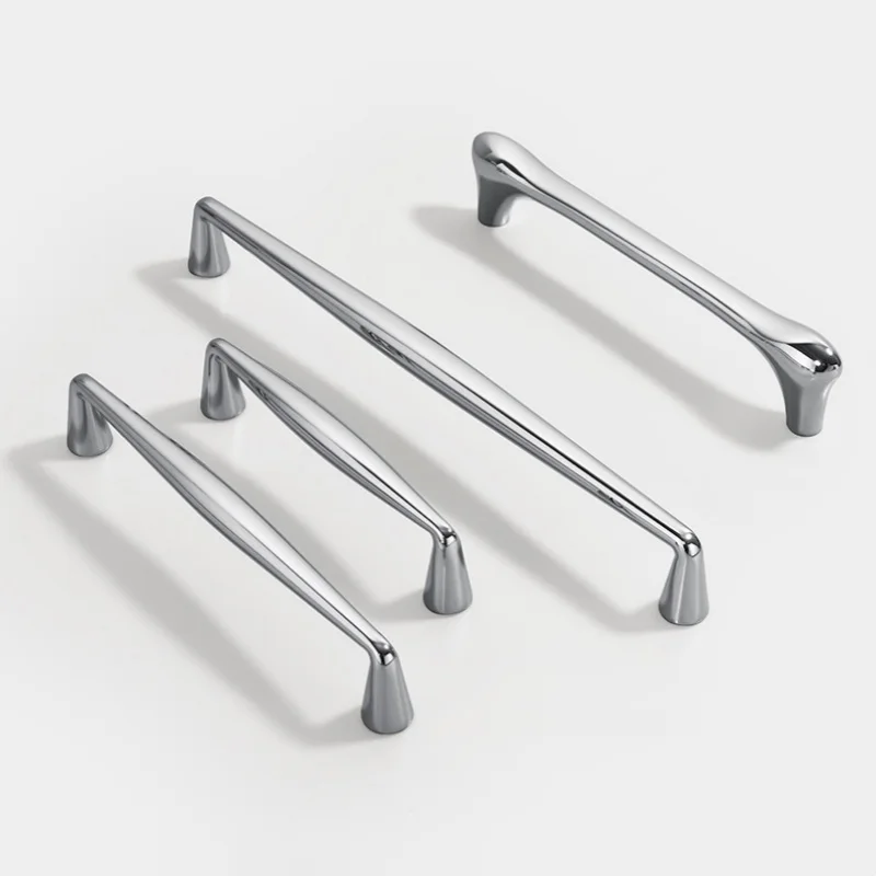 Modern Chromed Kitchen Cabinet Storage Handles Drawer Knobs Kitchen Accessories Furniture Wardrobe Pulls Hardware Drawer Knobs