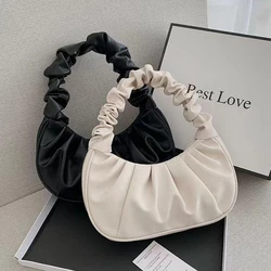 Fashion PU Cloud Bags Leisure Armpit Bag Pleated Handlebags For Women Shopping Shoulder Bag Dumpling Handbag Female Hand Bag